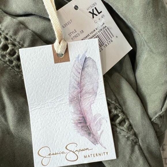 NWT Jessica Simpson XL Green Maternity Under Belly Cargo Pants - Picture 3 of 7